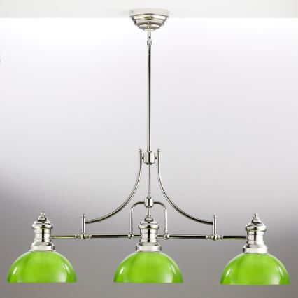 Jupiter 2072 - Lustre sur tige PLATINO 3xE27/15W/230V vert/chrome brillant