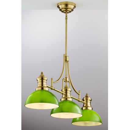Jupiter 2074 - Hanglamp met staaf PLATINO 3xE27/15W/230V groen/goud