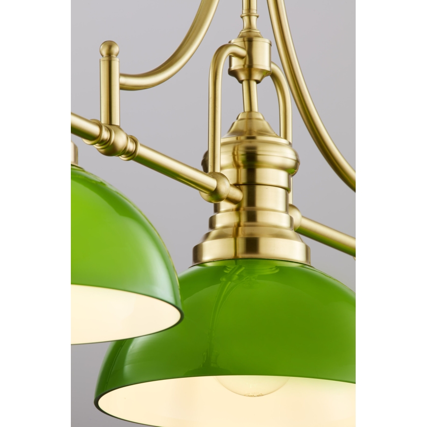 Jupiter 2074 - Hanglamp met staaf PLATINO 3xE27/15W/230V groen/goud