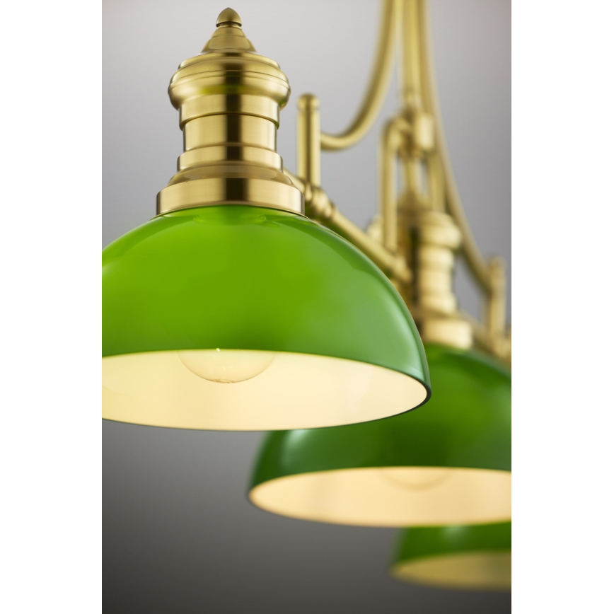 Jupiter 2074 - Hanglamp met staaf PLATINO 3xE27/15W/230V groen/goud