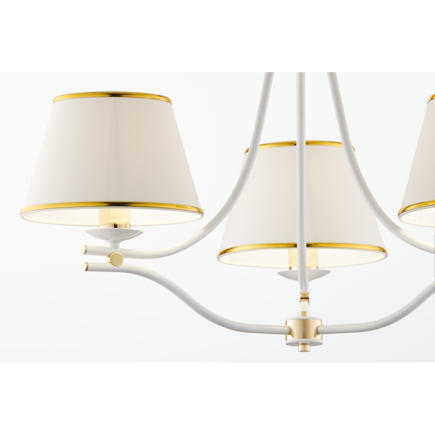 Jupiter 2085 - Kroonluchter aan ketting SAMBA 3xE27/15W/230V wit/goud