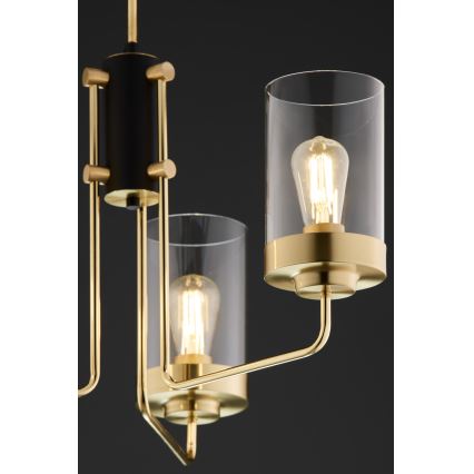 Jupiter 2087 - Kroonluchter met stang RAMIREZ 3xE27/15W/230V goud/zwart