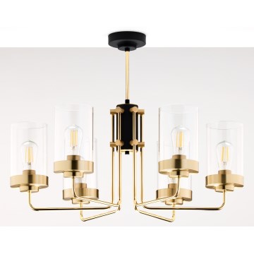 Jupiter 2089 - Kroonluchter met stang RAMIREZ 6xE27/15W/230V goud/zwart