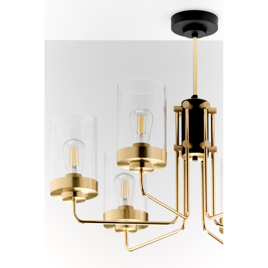 Jupiter 2089 - Kroonluchter met stang RAMIREZ 6xE27/15W/230V goud/zwart