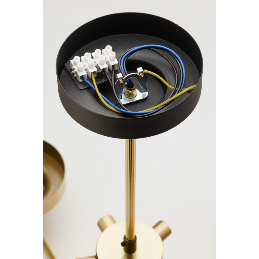 Jupiter 2089 - Kroonluchter met stang RAMIREZ 6xE27/15W/230V goud/zwart