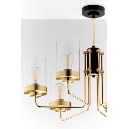 Jupiter 2089 - Lustre sur tige RAMIREZ 6xE27/15W/230V doré/noir