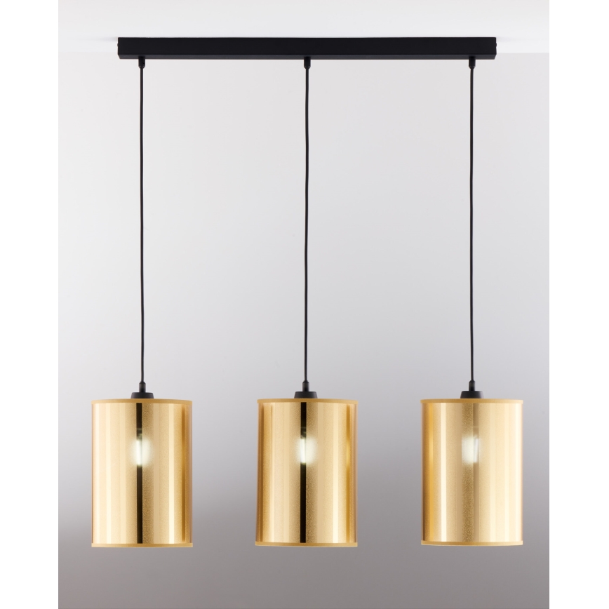 Jupiter 2092 - Hanglamp aan kabel CORTINA 3xE27/15W/230V goud/zwart