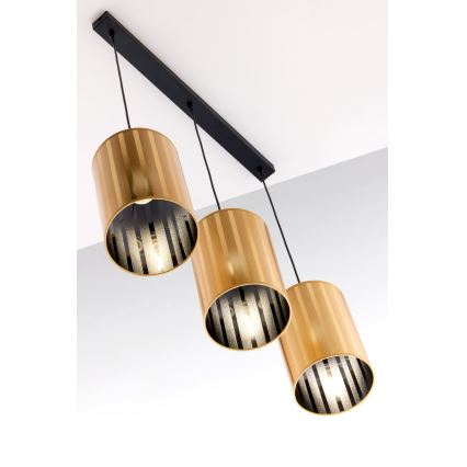 Jupiter 2092 - Hanglamp aan kabel CORTINA 3xE27/15W/230V goud/zwart