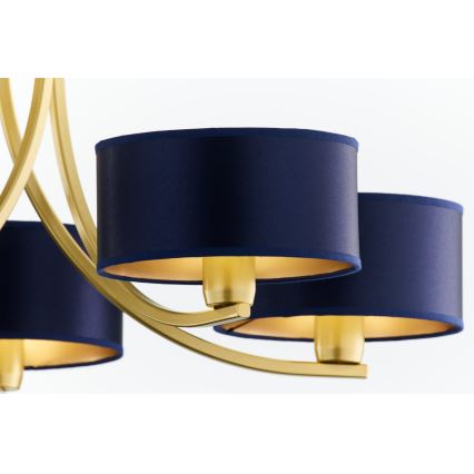 Jupiter 2094 - Kroonluchter met ketting ARTHUR 5xE27/15W/230V blauw/goud