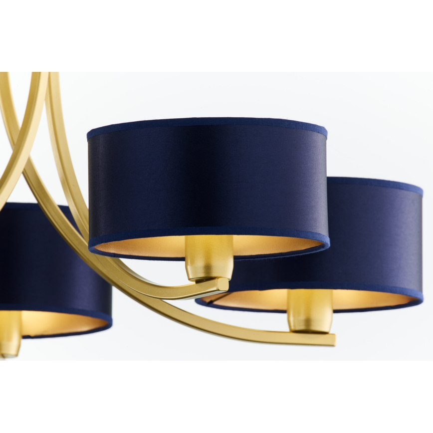 Jupiter 2094 - Kroonluchter met ketting ARTHUR 5xE27/15W/230V blauw/goud