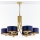 Jupiter 2095 - Kroonluchter aan ketting ARTHUR 6xE27/15W/230V blauw/goud