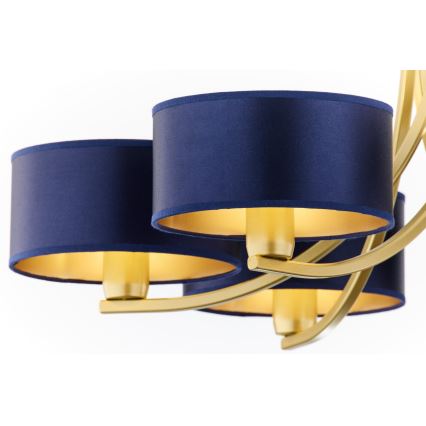 Jupiter 2095 - Kroonluchter aan ketting ARTHUR 6xE27/15W/230V blauw/goud