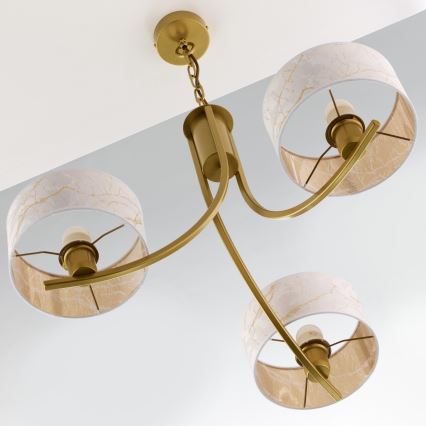 Jupiter 2096 - Kroonluchter met ketting ARTHUR 3xE27/15W/230V wit/goud/marmerdecor