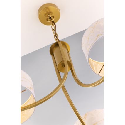 Jupiter 2096 - Kroonluchter met ketting ARTHUR 3xE27/15W/230V wit/goud/marmerdecor