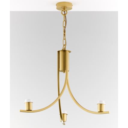 Jupiter 2096 - Kroonluchter met ketting ARTHUR 3xE27/15W/230V wit/goud/marmerdecor