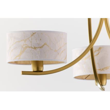 Jupiter 2096 - Lustre sur chaîne ARTHUR 3xE27/15W/230V blanc/doré/décor marbre