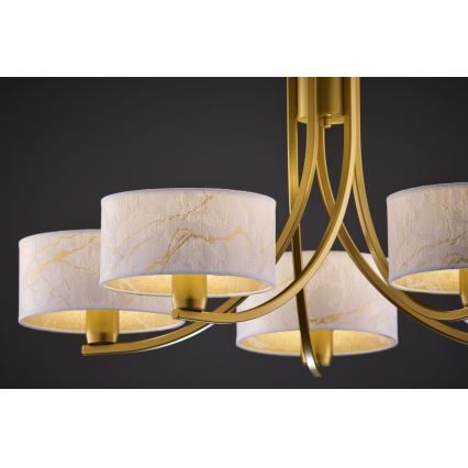 Jupiter 2097 - Kroonluchter met ketting ARTHUR 5xE27/15W/230V wit/goud/marmerdecor