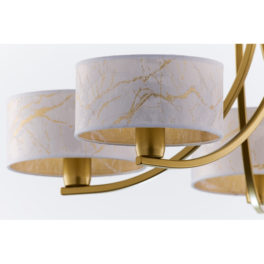 Jupiter 2097 - Kroonluchter met ketting ARTHUR 5xE27/15W/230V wit/goud/marmerdecor