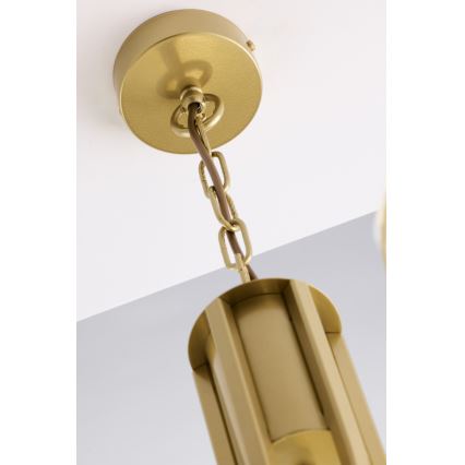 Jupiter 2097 - Suspension sur chaîne ARTHUR 5xE27/15W/230V blanc/doré/effet marbre