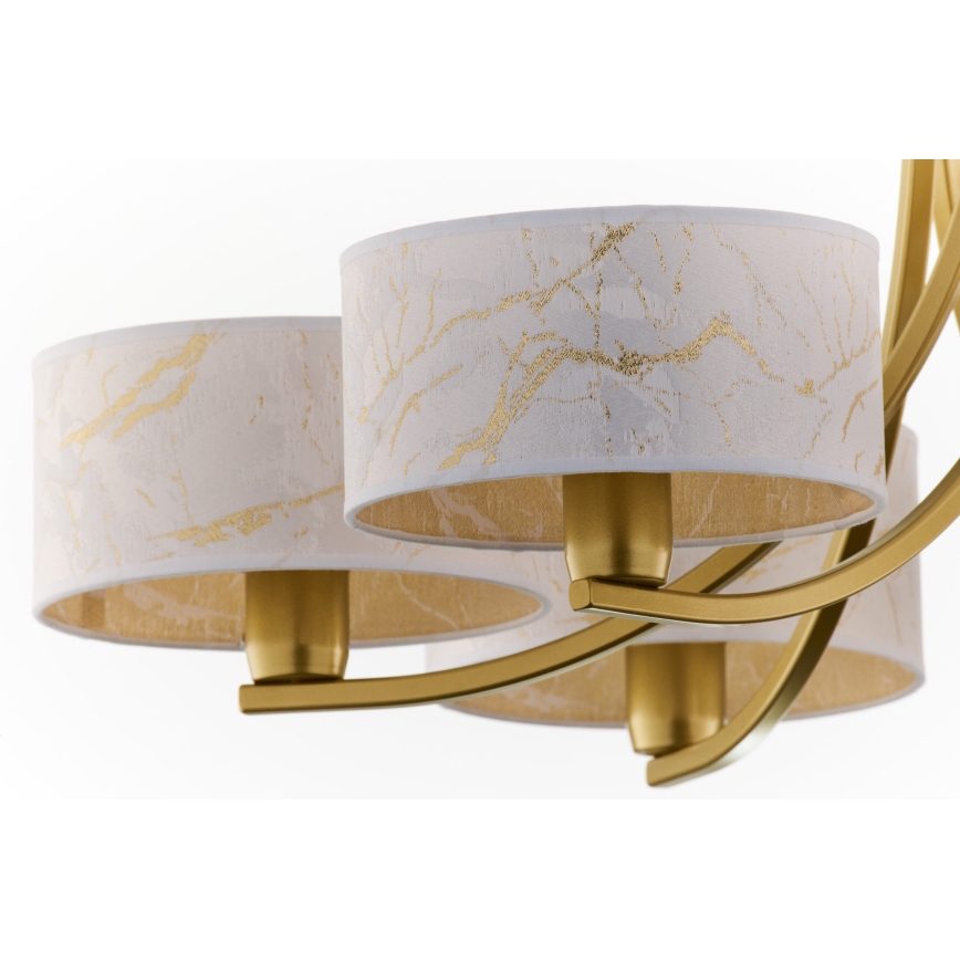 Jupiter 2098 - Hangkroonluchter met ketting ARTHUR 6xE27/15W/230V wit/goud/marmerdecor