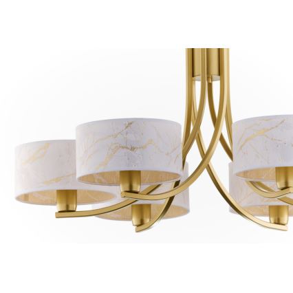 Jupiter 2098 - Lustre à chaîne ARTHUR 6xE27/15W/230V blanc/or/décor marbre