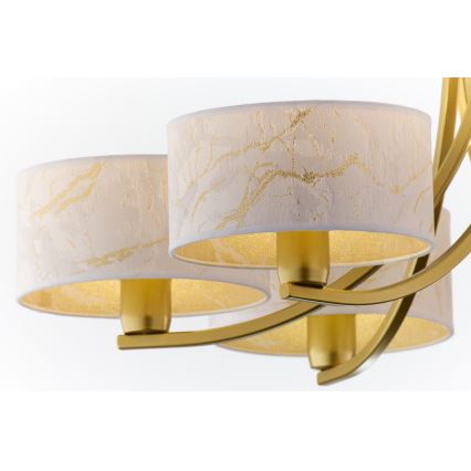 Jupiter 2098 - Lustre à chaîne ARTHUR 6xE27/15W/230V blanc/or/décor marbre