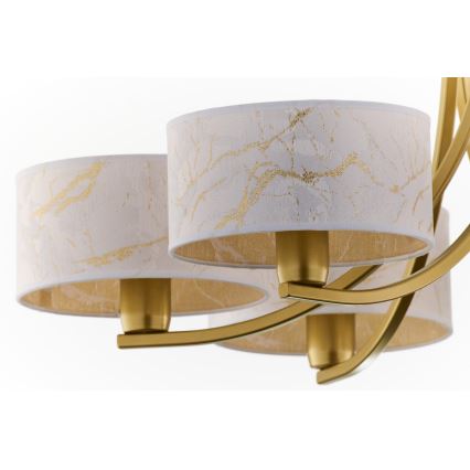 Jupiter 2098 - Lustre à chaîne ARTHUR 6xE27/15W/230V blanc/or/décor marbre