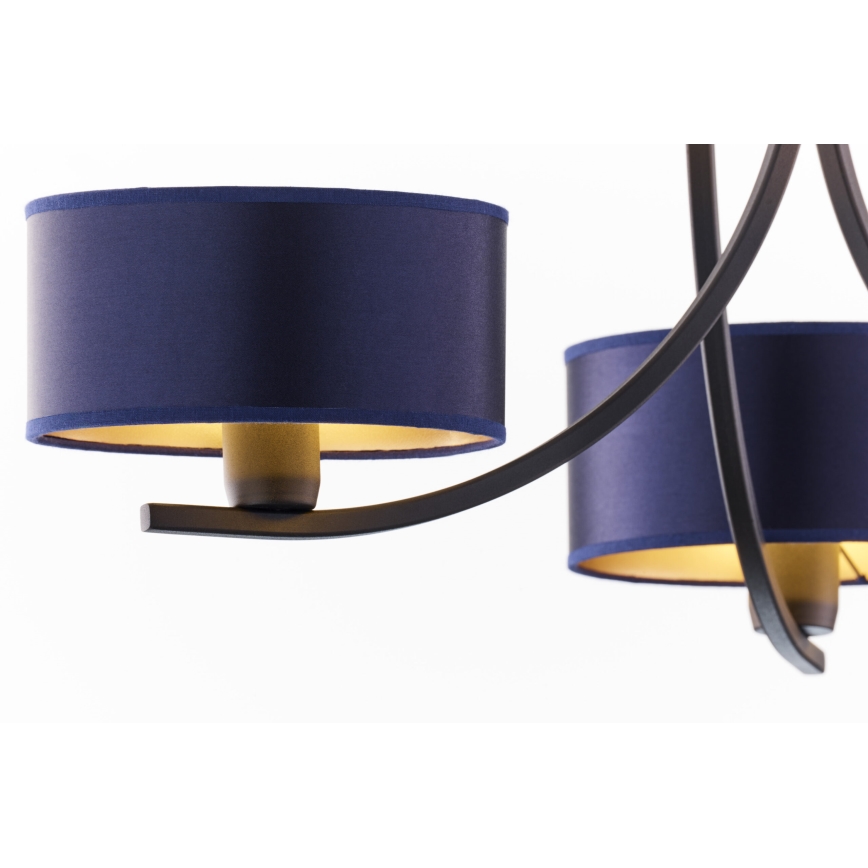 Jupiter 2099 - Kroonluchter aan ketting ARTHUR 3xE27/15W/230V blauw/zwart