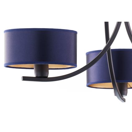 Jupiter 2099 - Kroonluchter aan ketting ARTHUR 3xE27/15W/230V blauw/zwart