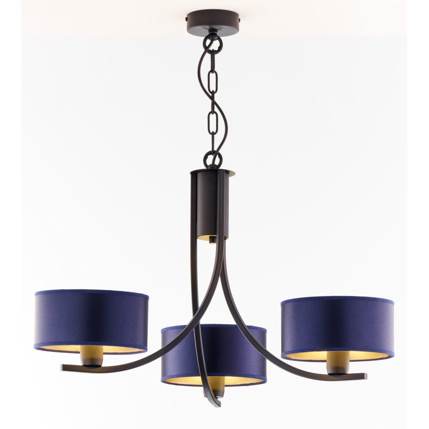 Jupiter 2099 - Lustre sur chaîne ARTHUR 3xE27/15W/230V bleu/noir