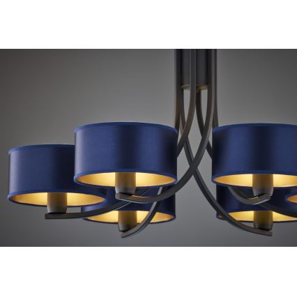 Jupiter 2102 - Lustre à chaîne ARTHUR 6xE27/15W/230V bleu/noir