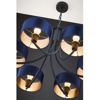 Jupiter 2102 - Lustre à chaîne ARTHUR 6xE27/15W/230V bleu/noir