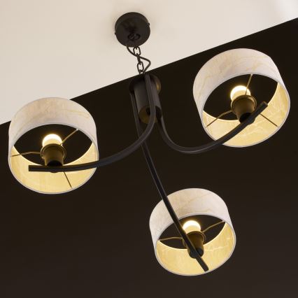 Jupiter 2103 - Kroonluchter aan ketting ARTHUR 3xE27/15W/230V wit/zwart/marmerdecor