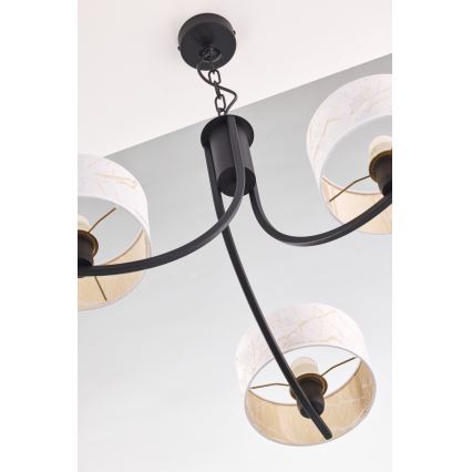 Jupiter 2103 - Suspension à chaîne ARTHUR 3xE27/15W/230V blanc/noir/décor effet marbre