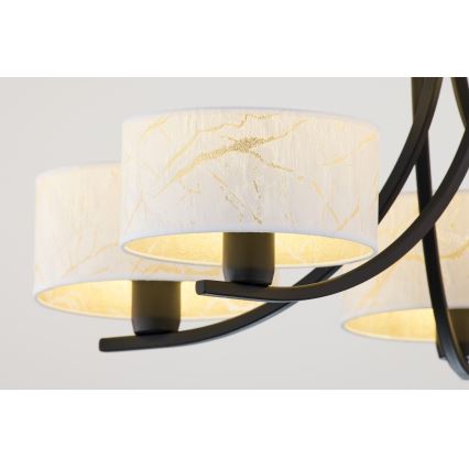 Jupiter 2104 - Kroonluchter met ketting ARTHUR 5xE27/15W/230V wit/zwart/marmerdecor