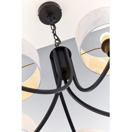 Jupiter 2104 - Lustre à chaîne ARTHUR 5xE27/15W/230V blanc/noir/décor marbre