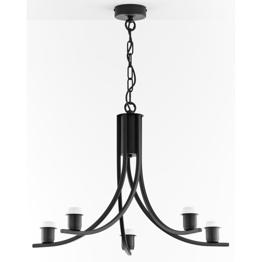 Jupiter 2104 - Lustre à chaîne ARTHUR 5xE27/15W/230V blanc/noir/décor marbre