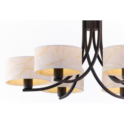 Jupiter 2105 - Kroonluchter aan ketting ARTHUR 6xE27/15W/230V wit/zwart/marmerlook