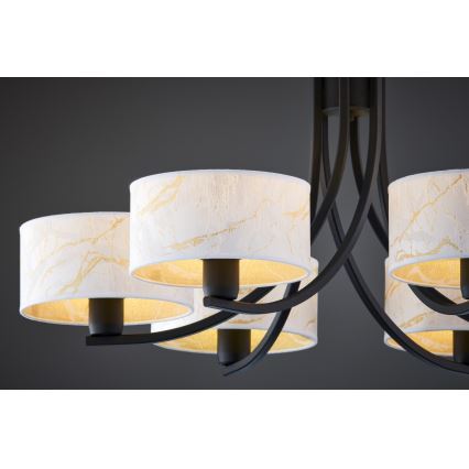 Jupiter 2105 - Kroonluchter aan ketting ARTHUR 6xE27/15W/230V wit/zwart/marmerlook