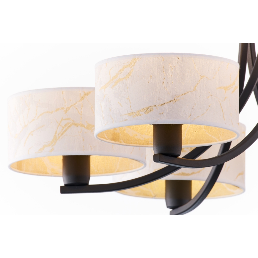 Jupiter 2105 - Lustre à chaîne ARTHUR 6xE27/15W/230V blanc/noir/décor marbre