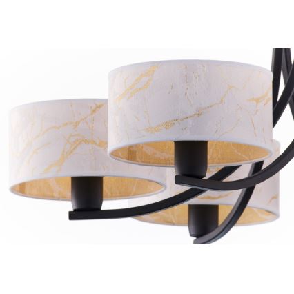 Jupiter 2105 - Lustre à chaîne ARTHUR 6xE27/15W/230V blanc/noir/décor marbre