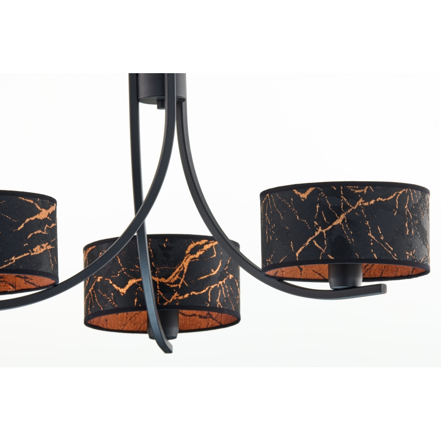 Jupiter 2106 - Kroonluchter aan ketting ARTHUR 3xE27/15W/230V zwart/oranje/marmerdecor