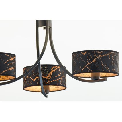 Jupiter 2106 - Kroonluchter aan ketting ARTHUR 3xE27/15W/230V zwart/oranje/marmerdecor