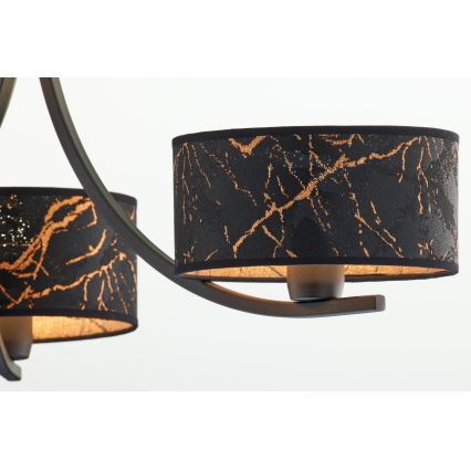 Jupiter 2106 - Kroonluchter aan ketting ARTHUR 3xE27/15W/230V zwart/oranje/marmerdecor