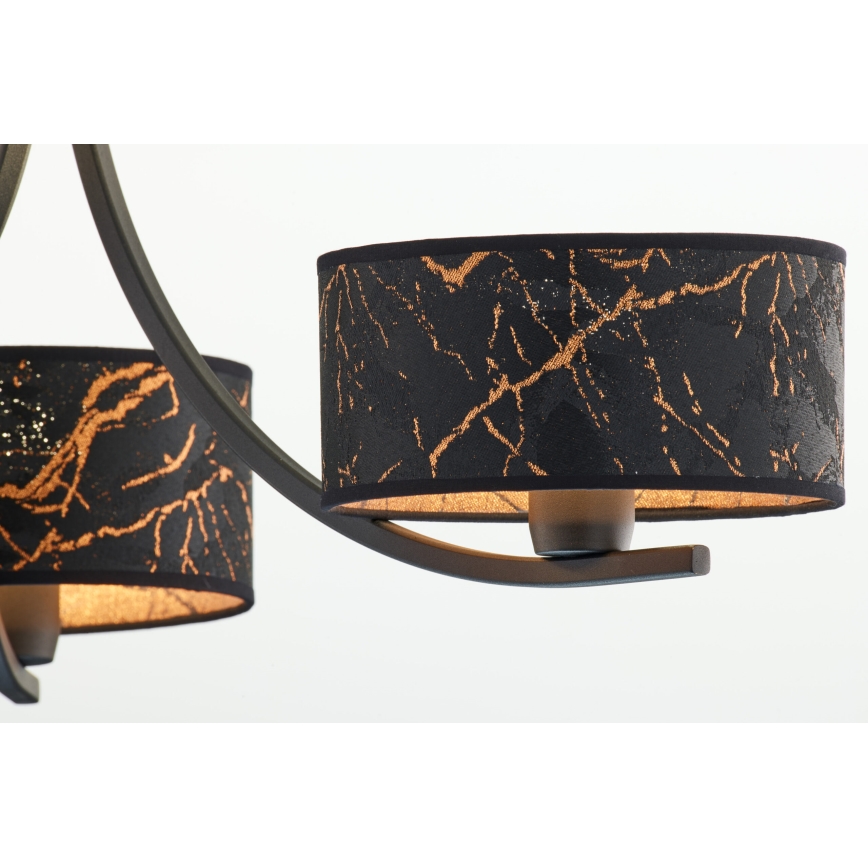 Jupiter 2106 - Kroonluchter aan ketting ARTHUR 3xE27/15W/230V zwart/oranje/marmerdecor