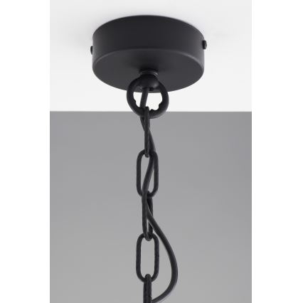 Jupiter 2107 - Lustre suspendu par chaîne ARTHUR 5xE27/15W/230V noir/orange/décor marbre