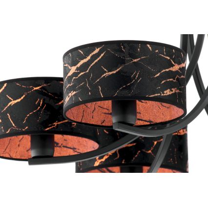 Jupiter 2108 - Kroonluchter aan ketting ARTHUR 6xE27/15W/230V zwart/oranje/marmerdecor