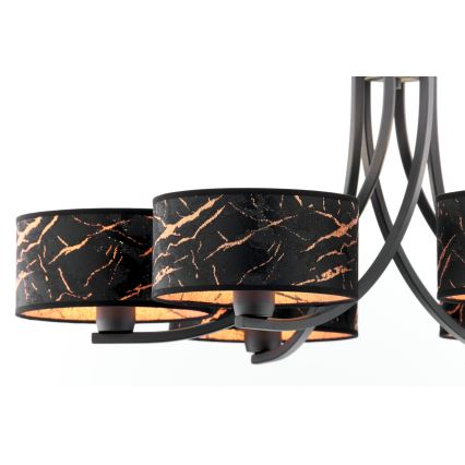 Jupiter 2108 - Lustre sur chaîne ARTHUR 6xE27/15W/230V noir/orange/décor imitation marbre