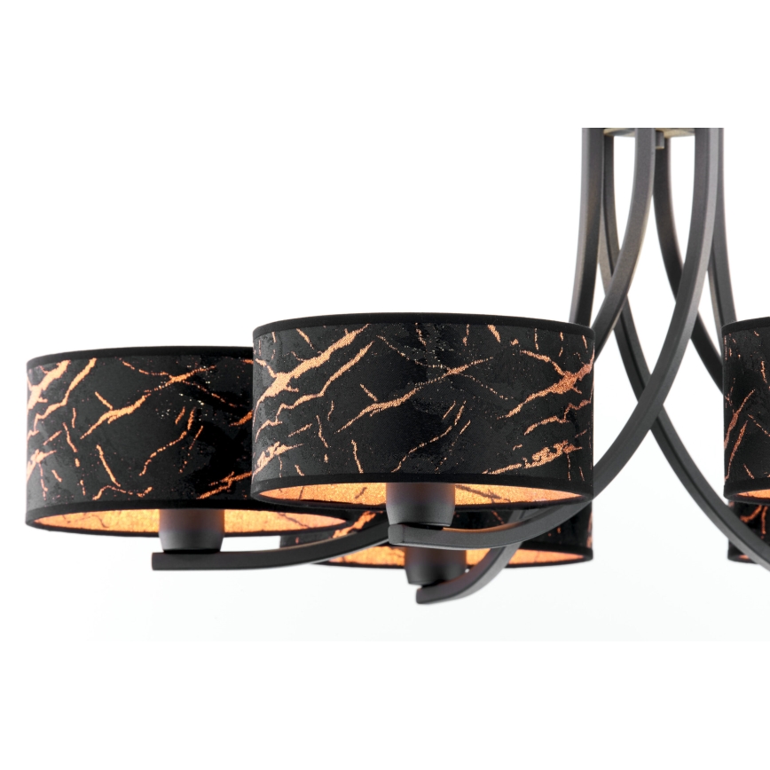 Jupiter 2108 - Lustre sur chaîne ARTHUR 6xE27/15W/230V noir/orange/décor imitation marbre