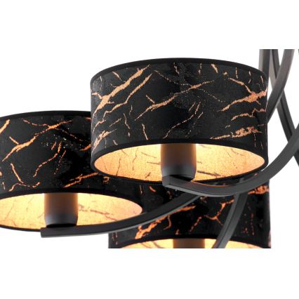 Jupiter 2108 - Lustre sur chaîne ARTHUR 6xE27/15W/230V noir/orange/décor imitation marbre